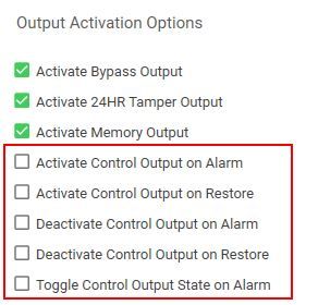 Control Output options on the Input Types Options (2) tab