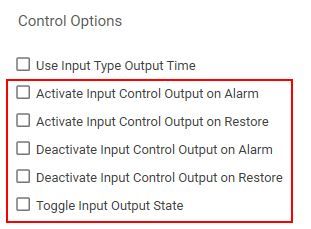 Input Control Output options on the Input Types Options (3) tab