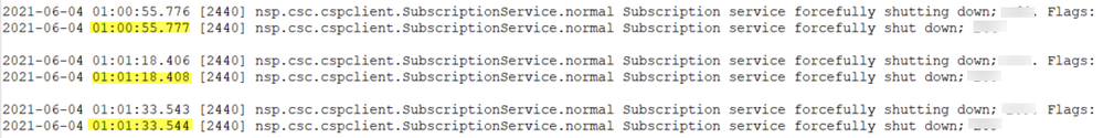 Enterprise Server Trace log messages seen during shutdown showing the 15-second timeout delay.