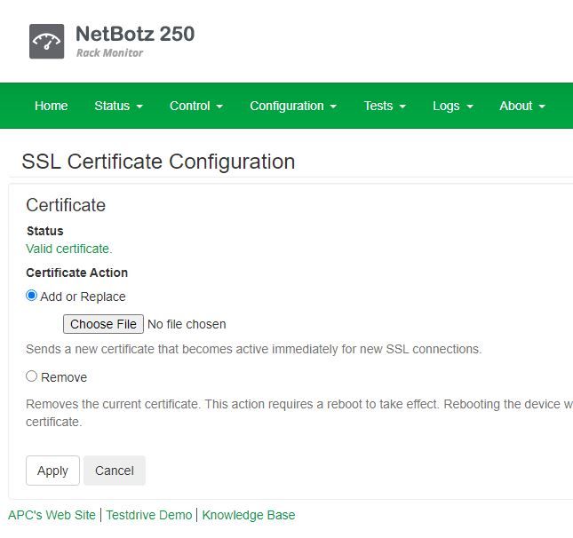 NetBotz 250 SSL Certificate Configuration.JPG