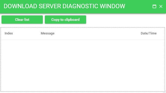 Blank Download Server Diagnostic Window