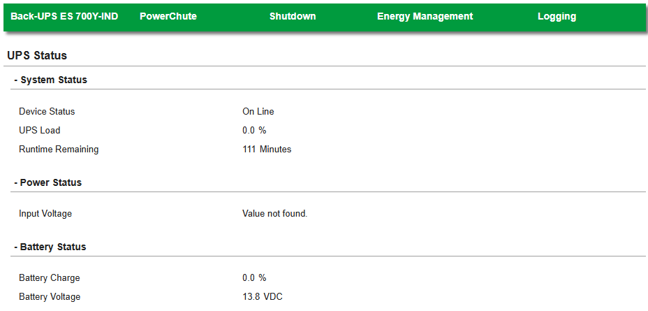 No load connected on mains power