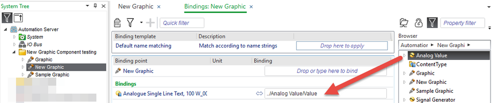 Note: The default binding name displayed
